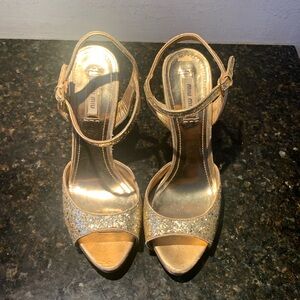 Miu Miu gold glitter stilettos